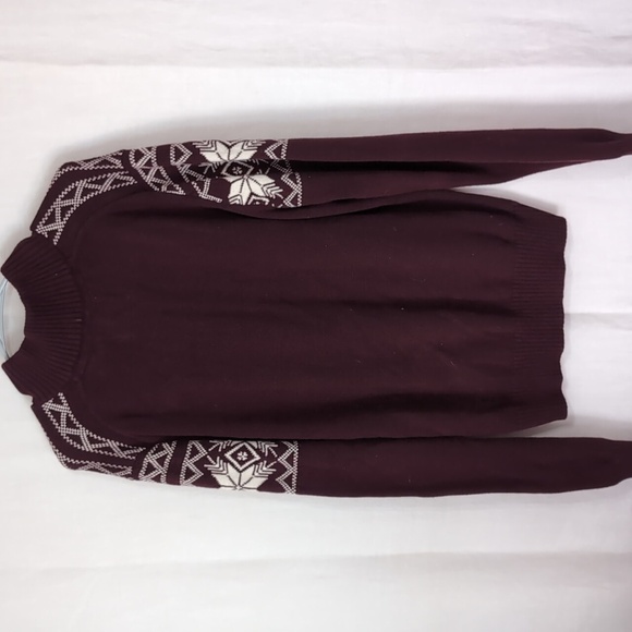 Original Weatherproof Vintage Maroon Fair Isle Quarter Zip Sweater Size Medium - Picture 4 of 4